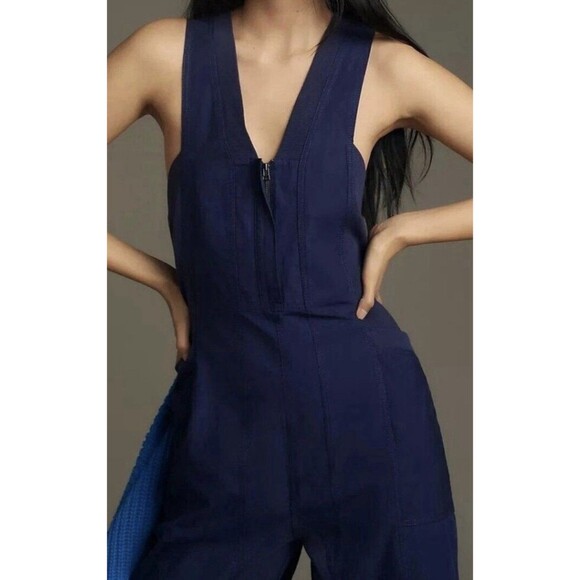 Daily Practice by Anthropologie Zip-Front Jumpsuit Sleeveless Pocket MP Blue - Picture 2 of 9